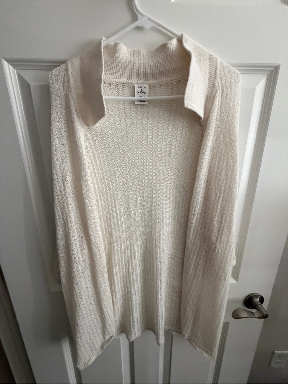 Shade & Shore Cream Open-Front Lightweight Cardigan